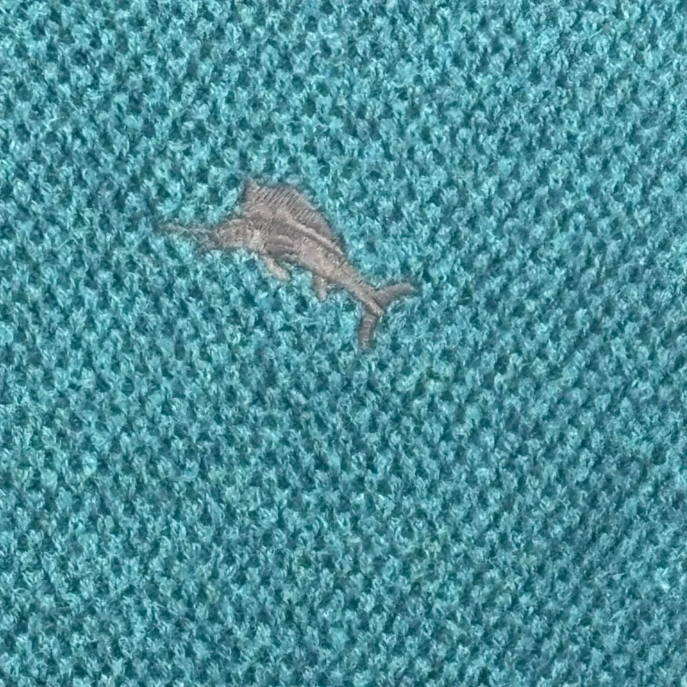 Tommy Bahama Mens Teal Green Cotton Silk Cashmere Quarter Zip Sweater Small